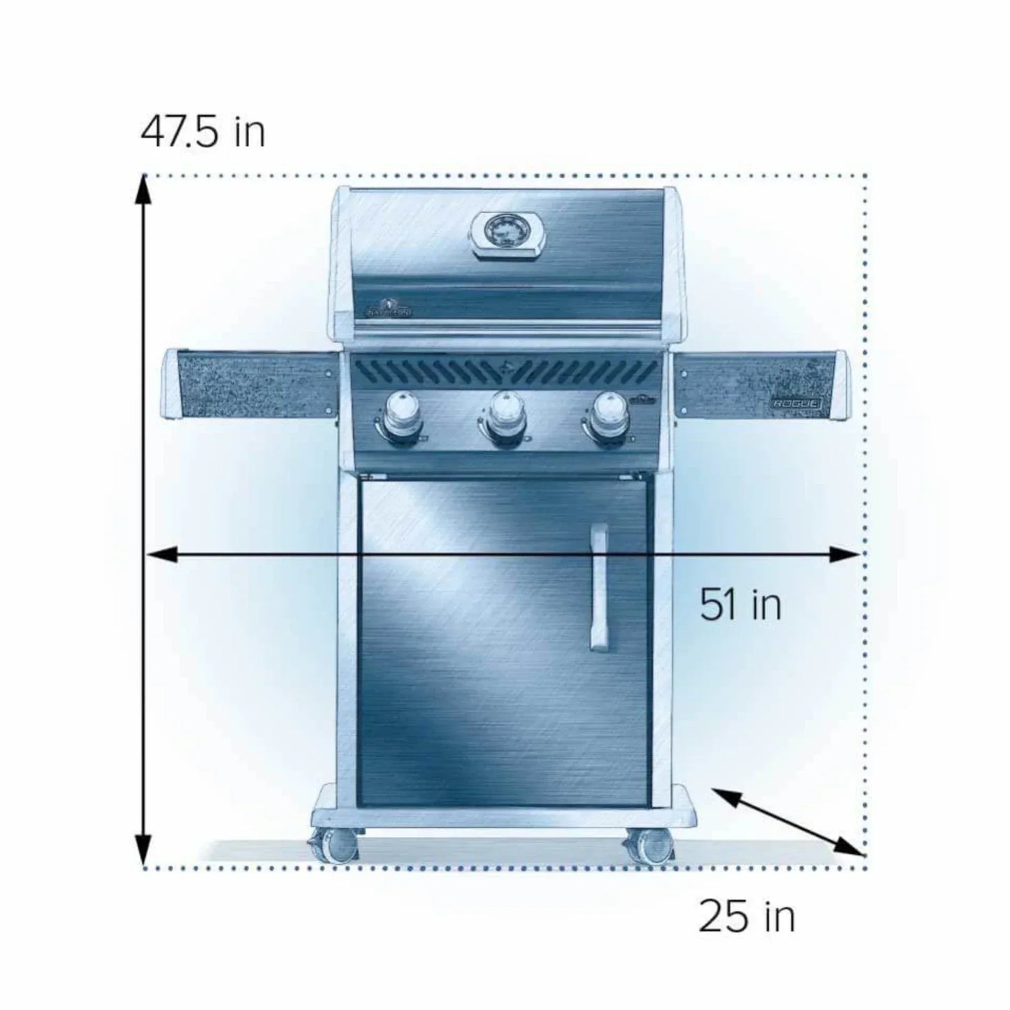Napoleon Rogue 425 Freestanding Gas Grill w/ Stainless Steel Grids